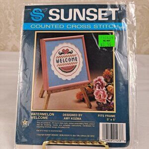 Sunset Watermelon Welcome Counted Cross Stitch Kit NWT